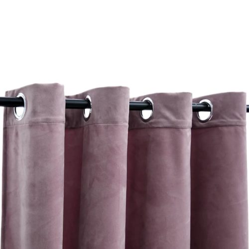 Blackout Curtain with Metal Rings Velvet Antique Pink 290×245 cm
