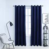 Blackout Curtains with Rings 2 pcs Velvet Dark Blue 140×175 cm