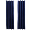 Blackout Curtains with Rings 2 pcs Velvet Dark Blue 140×245 cm