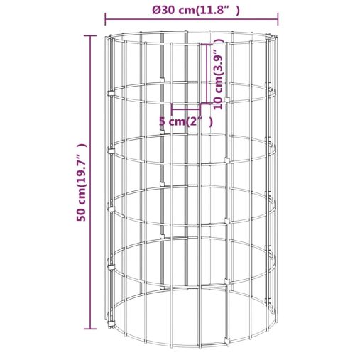 Circular Gabion Pole Galvanised Steel Ø30×50 cm