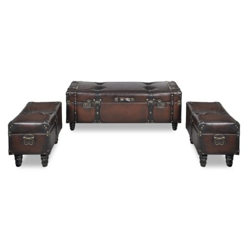 Storage Bench Set 3 pcs Brown