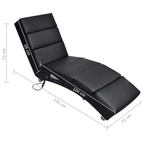Massage Lounger Black Faux Leather