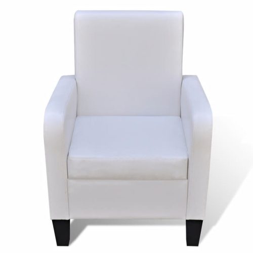 Armchair White Faux Leather