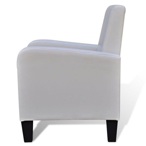 Armchair White Faux Leather