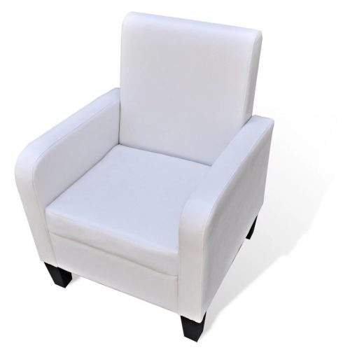 Armchair White Faux Leather