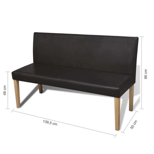 Bench 139.5 cm Dark Brown Faux Leather