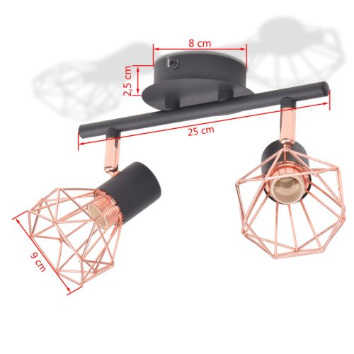 Ceiling Lamp with 2 Spotlights E14 Black and Copper