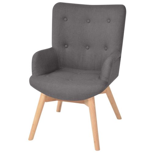 Armchair with Footstool Grey Fabric