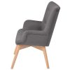 Armchair with Footstool Grey Fabric