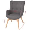 Armchair with Footstool Grey Fabric