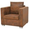 Armchair Brown Faux Suede Leather