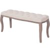 Bench Linen Solid Wood 110x38x48 cm Cream White