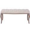 Bench Linen Solid Wood 110x38x48 cm Cream White