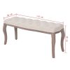 Bench Linen Solid Wood 110x38x48 cm Cream White