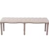 Bench Linen Solid Wood 150x40x48 cm Cream White