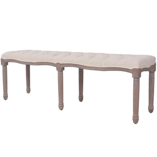 Bench Linen Solid Wood 150x40x48 cm