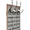 Wall-mounted Coat Rack with 6 Hooks 120×40 cm THANK YOU