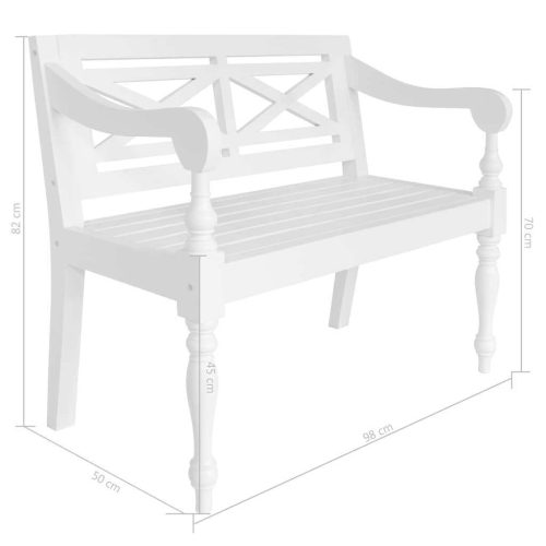 Batavia Bench 98 cm Solid Mahogany Wood White