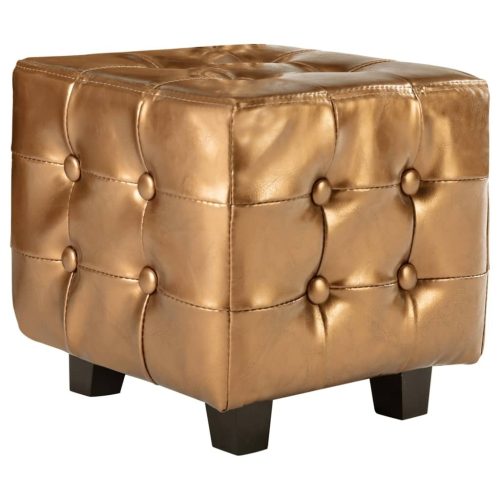 Tub Chair with Footstool Brown Faux Leather