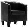 Tub Chair Black Faux Leather