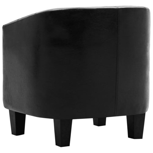 Tub Chair Black Faux Leather