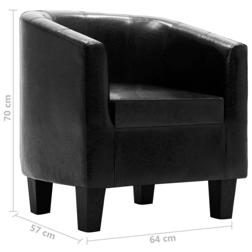 Tub Chair Black Faux Leather