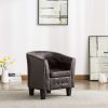 Tub Chair Brown Faux Leather