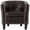 Tub Chair Brown Faux Leather