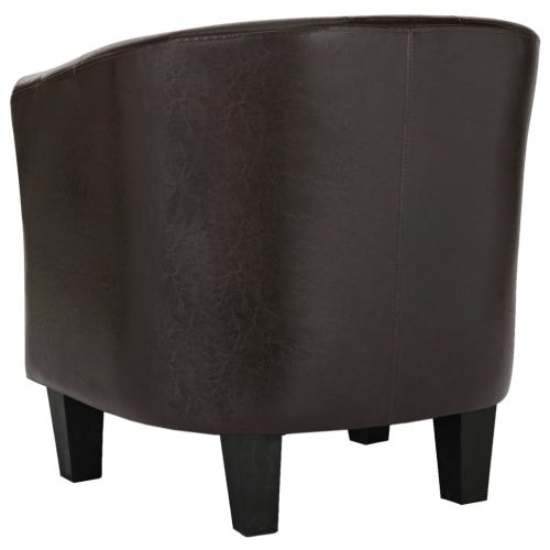 Tub Chair Brown Faux Leather