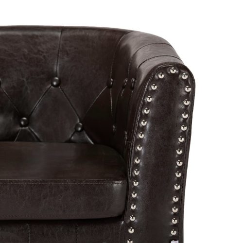 Tub Chair Brown Faux Leather