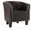 Tub Chair Brown Faux Leather