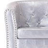 Tub Chair with Footstool Shiny Sliver Faux Leather