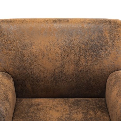 Sofa Chair Brown Faux Suede Leather