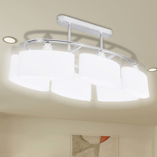 Ceiling Lamp with Ellipsoid Glass Shades 4 pcs E14