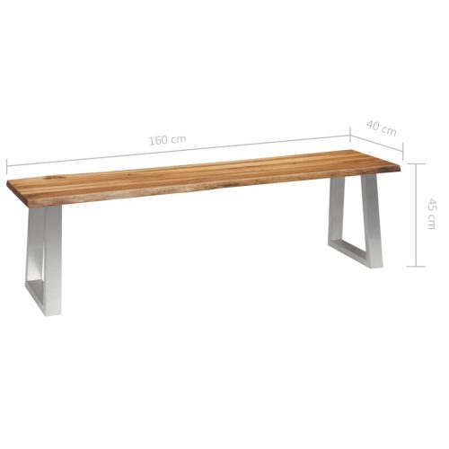 Bench 160 cm Solid Acacia Wood and Stainless Steel