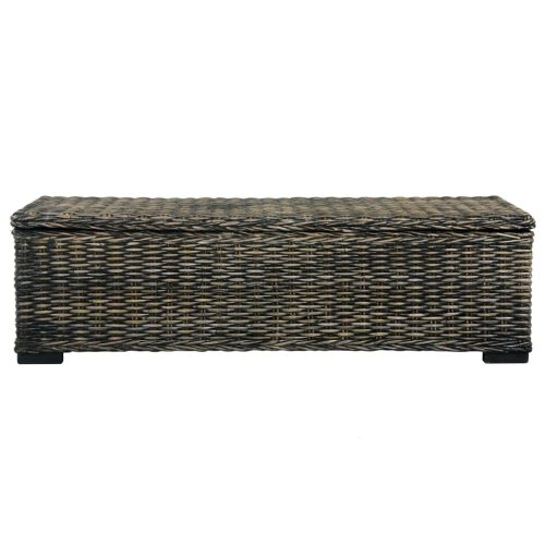 Storage Box 120 cm Black Kubu Rattan and Solid Mango Wood