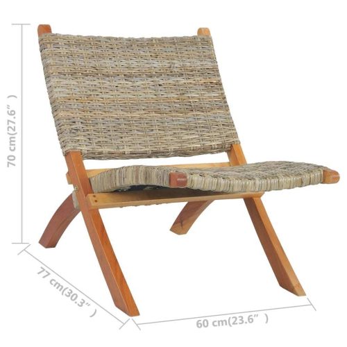 Relaxing Chair Natural Kubu Rattan and Solid Mahogany Wood