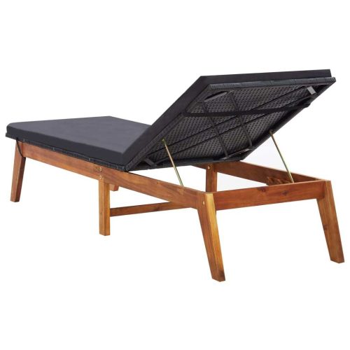 Sun Loungers 2 pcs with Table Poly Rattan and Solid Acacia Wood