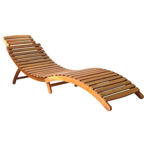 Garden Sun Lounger with Cushion Solid Wood Acacia