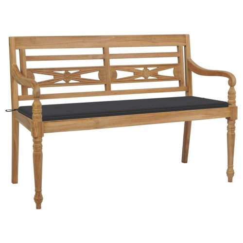 Batavia Bench with Anthracite Cushion 150 cm Solid Teak Wood