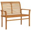 Garden Bench with Anthracite Cushion 112 cm Solid Teak Wood
