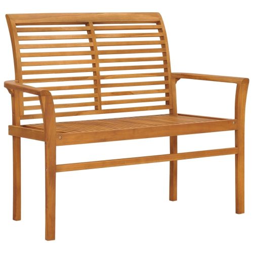 Garden Bench with Anthracite Cushion 112 cm Solid Teak Wood
