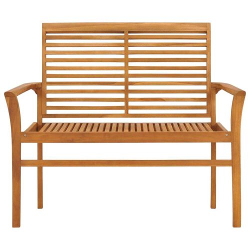 Garden Bench with Anthracite Cushion 112 cm Solid Teak Wood