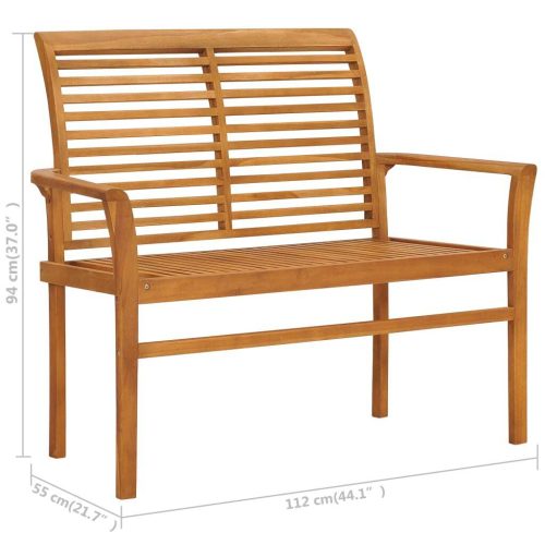 Garden Bench with Anthracite Cushion 112 cm Solid Teak Wood