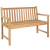 Garden Bench with Anthracite Cushion 120 cm Solid Teak Wood