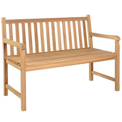 Garden Bench with Anthracite Cushion 120 cm Solid Teak Wood