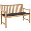 Garden Bench with Anthracite Cushion 120 cm Solid Teak Wood