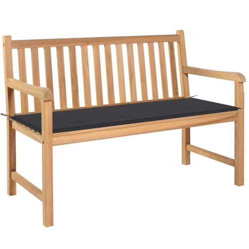 Garden Bench with Anthracite Cushion 120 cm Solid Teak Wood