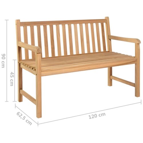 Garden Bench with Anthracite Cushion 120 cm Solid Teak Wood