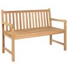 Garden Bench with Anthracite Cushion 120 cm Solid Teak Wood